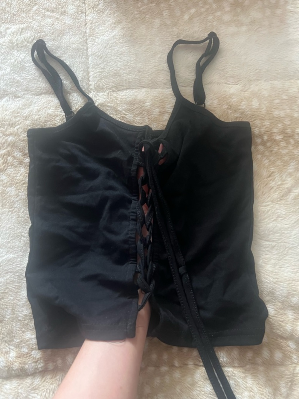 Black lace up crop top 🖤